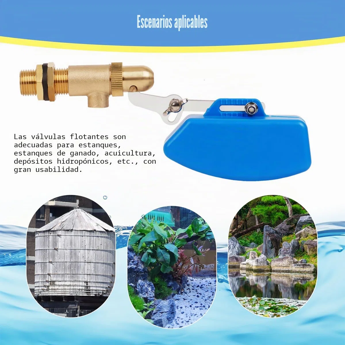 Válvula de flotador de 3/4 pulgadas, válvula con flotador y brazo ajustable, humidificador de alimentación automática para ganado
