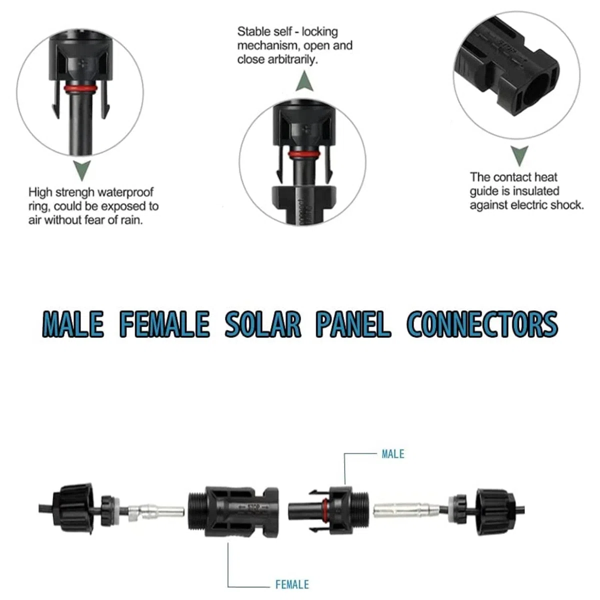 Kit Crimpadora Solar para 26-10AWG Conectores de Cable de Panel Solar,1PCS Herramienta de Crimpado Solar PV, 20 Pares Macho Hembra Solar Panel Cable conectores, 2PCS Herramientas de llave