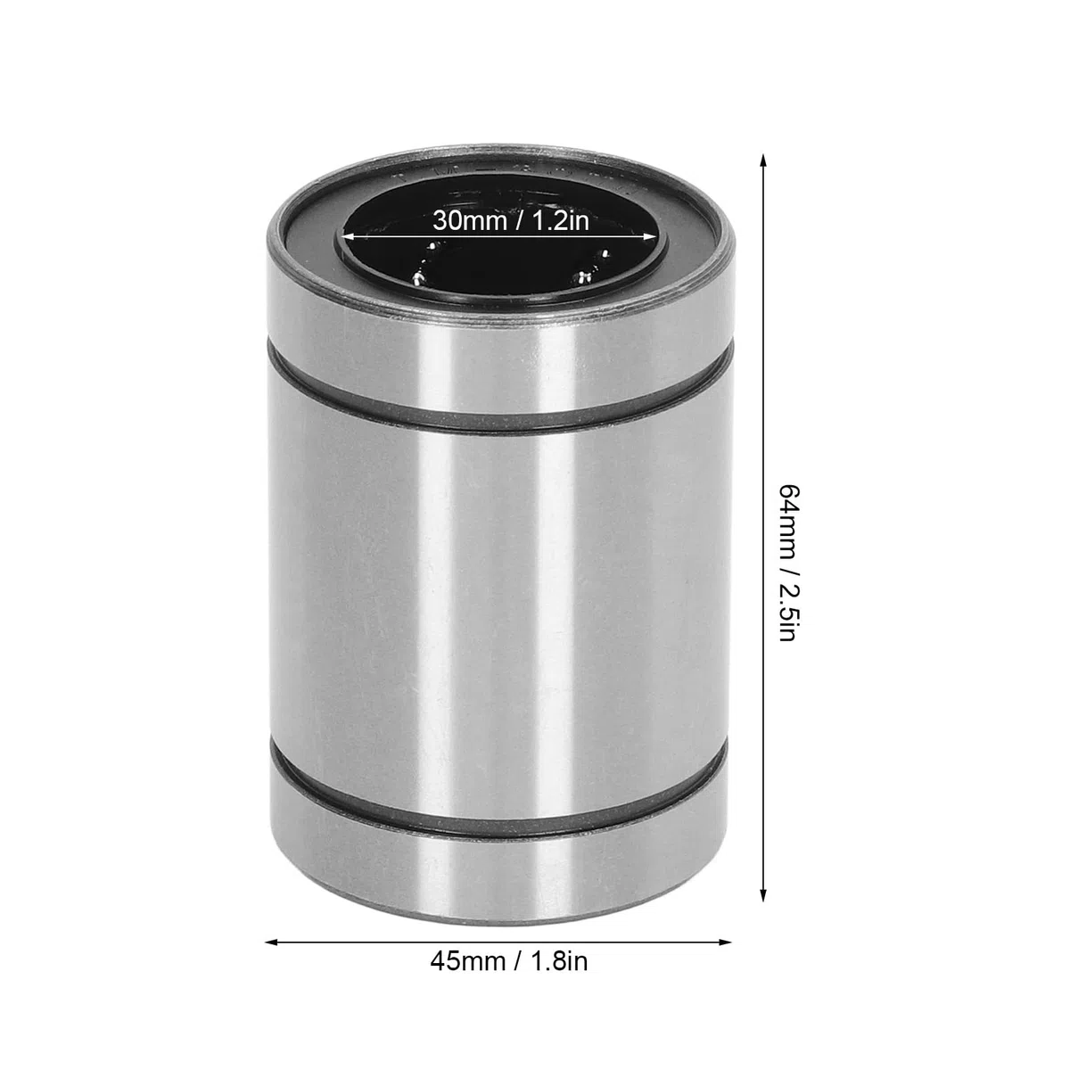 Rodamientos de bolas lineales LM30UU de 2 uds, buje de rodamiento de bolas de eje de movimiento lineal de 30mm ID 45mm OD 64mm de ancho para máquina CNC de impresora 3D