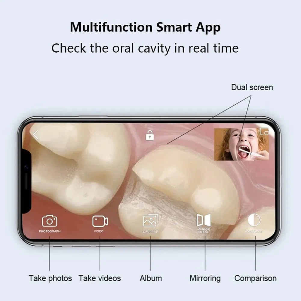 iksvmsis Cámara Intraoral Dental, WiFi Inteligente Cámara Dental, Herramienta De Video Dental para PC iOS Android, Cámara Intraoral De Alta Definición 8 Luces LED para Dentista Dental