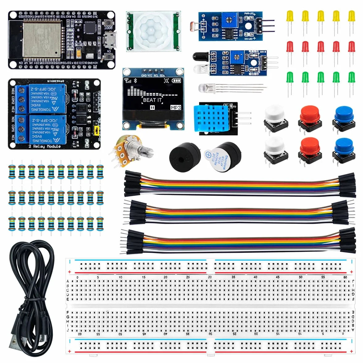 LAFVIN Kit básico de inicio para placa de desarrollo ESP32 ESP-32S WiFi I OT con tutorial compatible con Arduino IDE