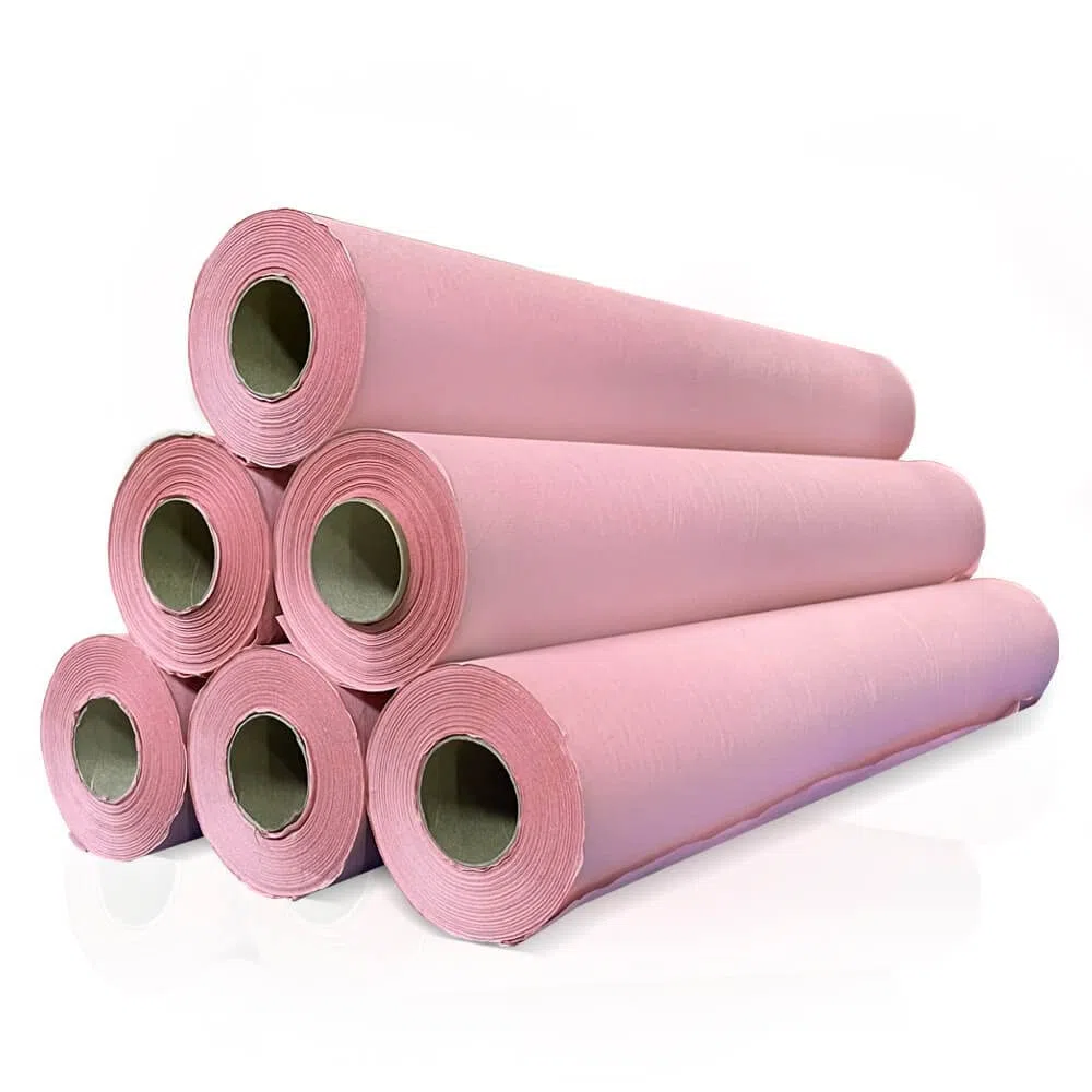 Papel de camilla (caja de 6 unidades) de 0,59 x 60m | Rollo Color Rosa sin precorte