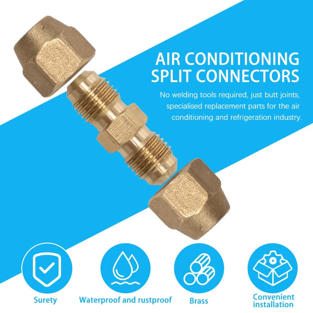 4 Piezas Conector Tubo de Cobre 1/4" para Aire Acondicionado Extensión de Tubo de Cobre Sin Soldadura Boquillas Doble para Tubos de cobre Diámetro Exterior 6.35 mm-6 mm