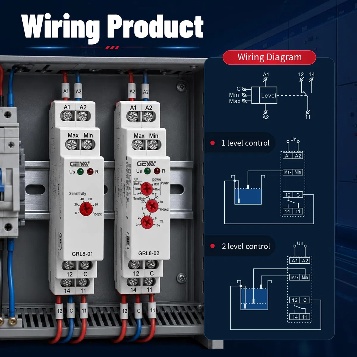 Relé de control de temporizador de líquido Controlador electrónico de nivel de líquido 10A AC / DC24V-240V