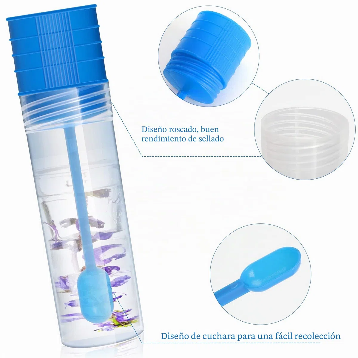 20 PCS Recipiente Muestra Heces, Recipiente Heces para Análisis Recipiente para Heces Médico Contenedor de Heces Vaso de Muestra de Plástico de 15ml con Cuchara Tapa Azul(8,1 * 2,2)