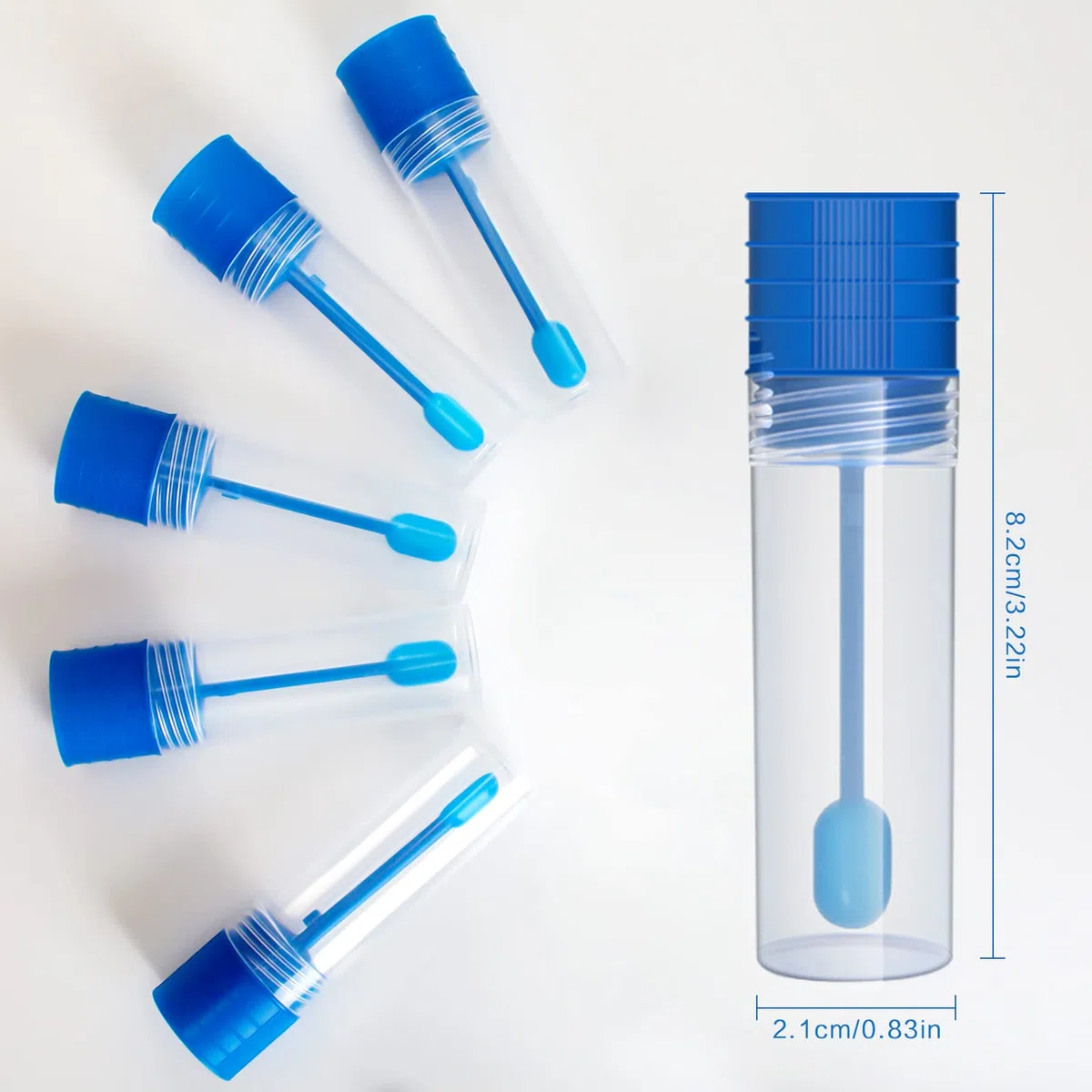 20 PCS Recipiente Muestra Heces, Recipiente Heces para Análisis Recipiente para Heces Médico Contenedor de Heces Vaso de Muestra de Plástico de 15ml con Cuchara Tapa Azul(8,1 * 2,2)