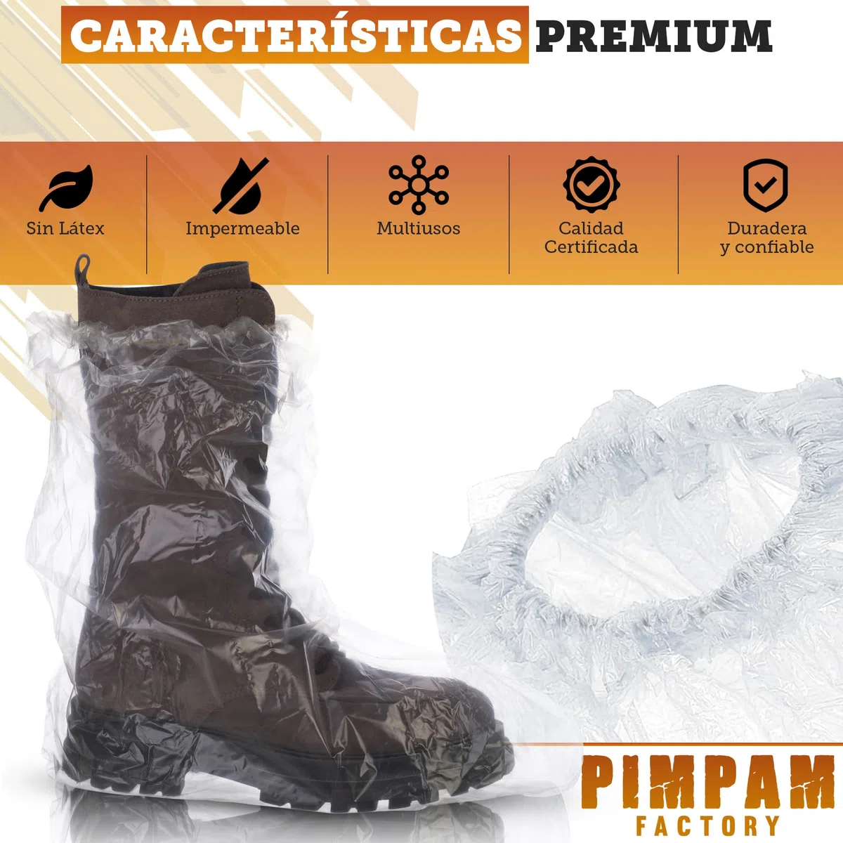 PimPam Factory - Cubre Botas Plástico Transparente para Hombres y Mujeres - Cubrebotas Desechables de Fácil Colocación - Cubre Botas Impermeable Ajustables y Resistentes - Certificado ISO - Pack 50