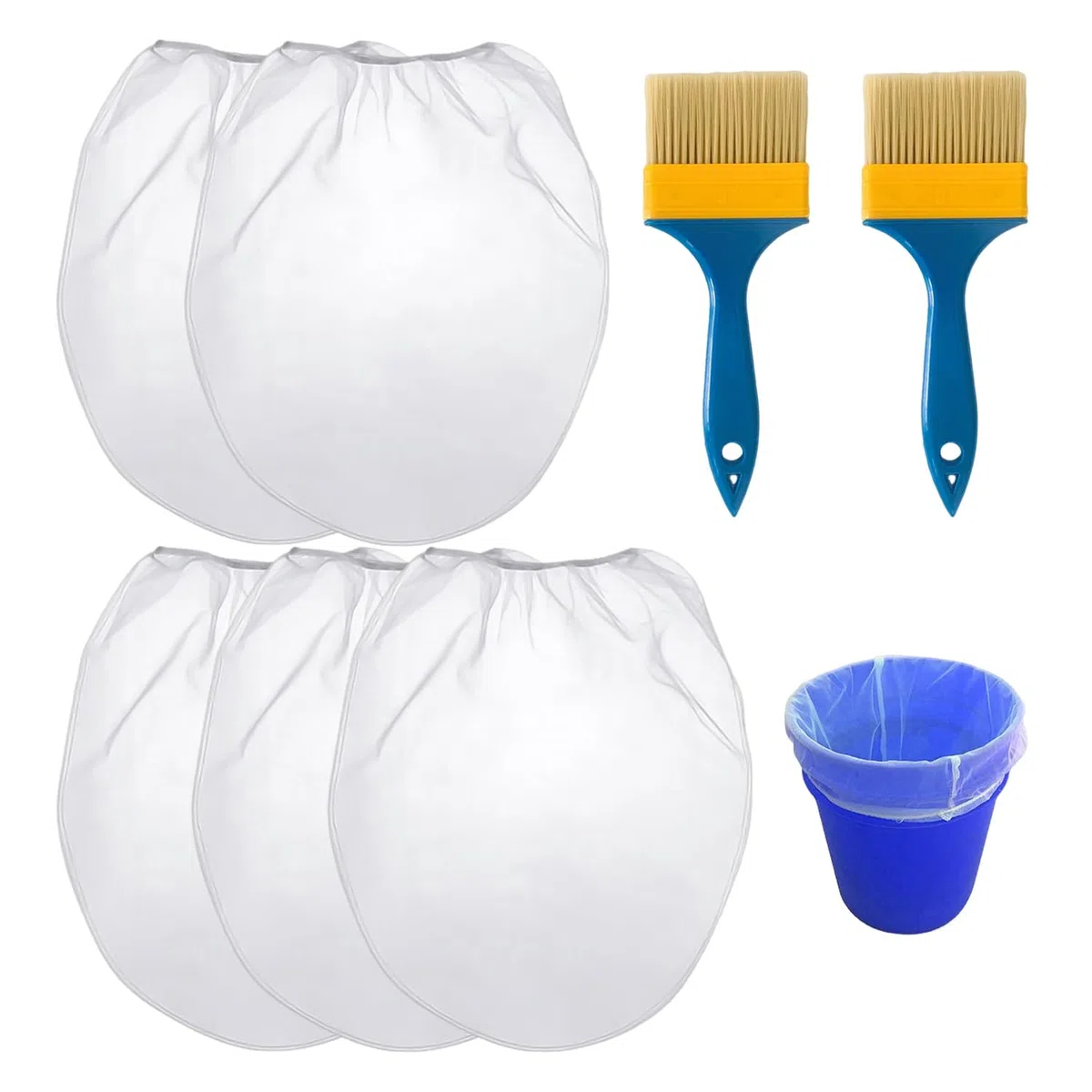 5 bolsas de filtro, 2 pinceles, bolsas elásticas para filtro bucal, bolsas de escoria de malla fina, pintura, tinta, bolsas de filtro de color, bolsas de filtro industrial