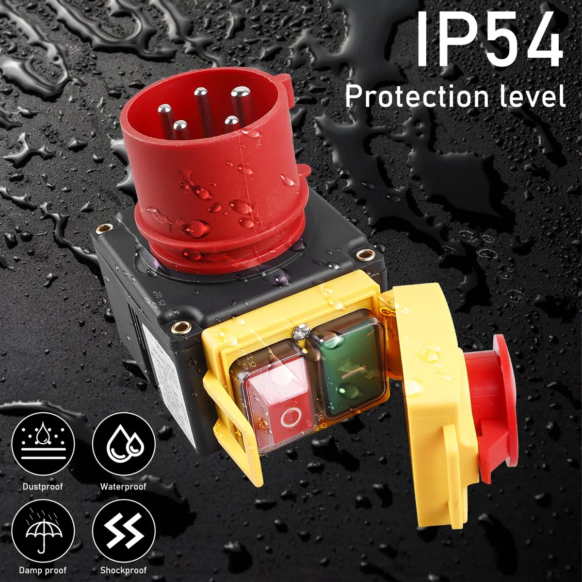 Interruptor de máquina: interruptor de 3 fases de 400 V de emergencia con enchufe CEE, resistente al agua, interruptor electromagnético, interruptor de voltaje cero, interruptor de protección del