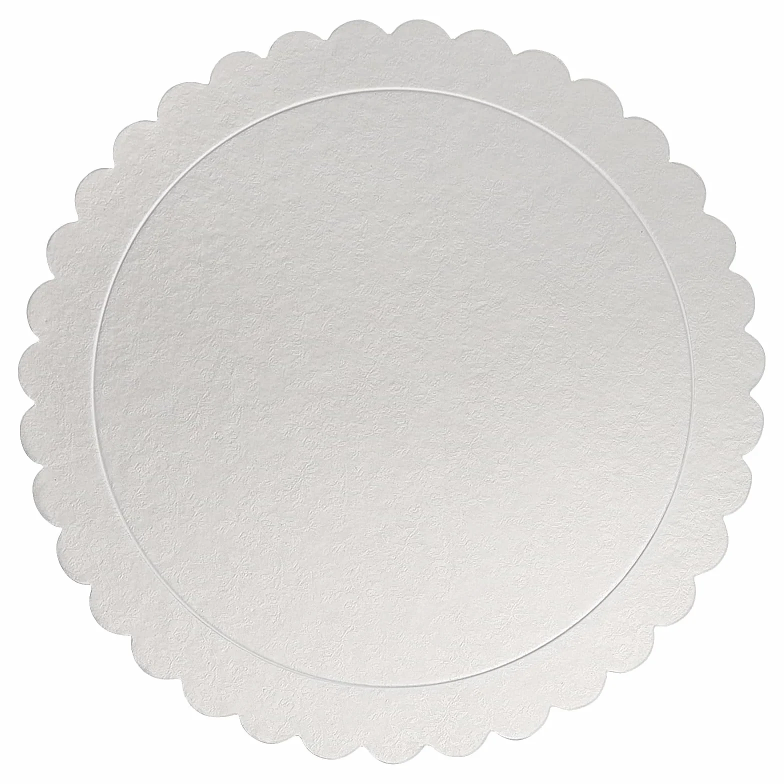 PINGEUI Paquete de 30 bandejas redondas para tartas de 25,4 cm, de cartón plateado de 2 mm de grosor, base festoneada para tartas, fiestas, bodas, decoración de pasteles