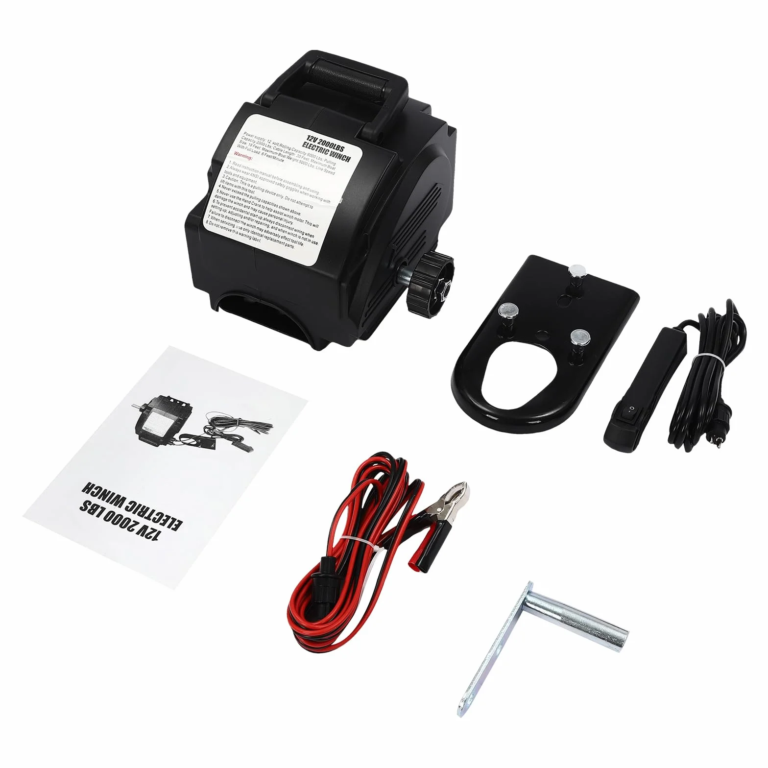 Cabrestante eléctrico de 12 V – Cabrestante de motor de cable de alto rendimiento con 300 W y 2721 kg de fuerza de tracción, caja de engranajes de acero para coches, remolques, remolques para barcos