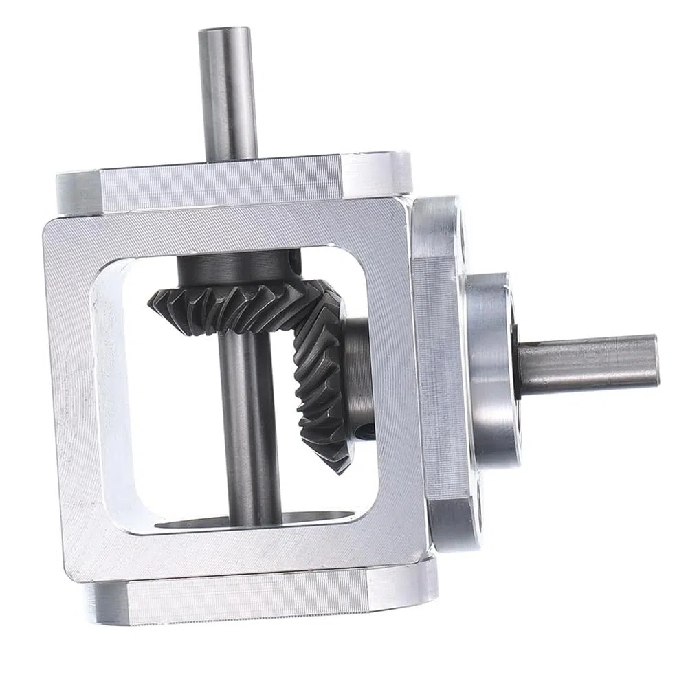 Gear-Box - Caja de engranajes cónica de ángulo recto de 90 grados, eje de salida única 1:1, 1 módulo, engranaje cónico de 20 dientes, marco de aluminio