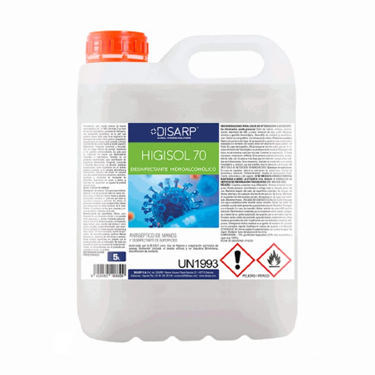 SOLUCION HIGIENIZANTE DE SUPERFICIES SIN ACLARADO HIGISOL 70 ENVASE 5L