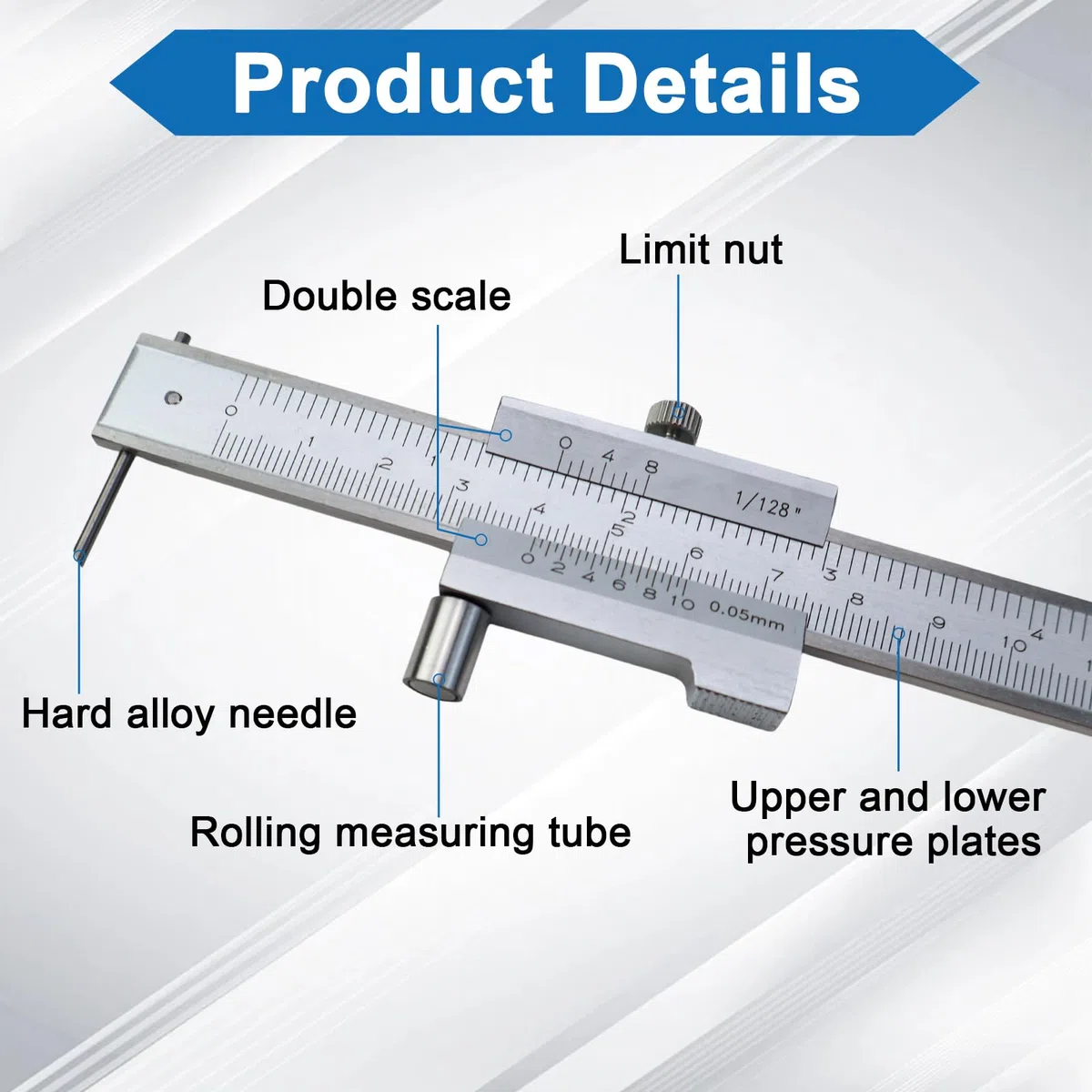 Pie de Rey 0-20CM calibrador Madera gramil caliper calibre vernier Calibre de precisión para Uso Profesional, Industrial, Bricolaje Doméstico