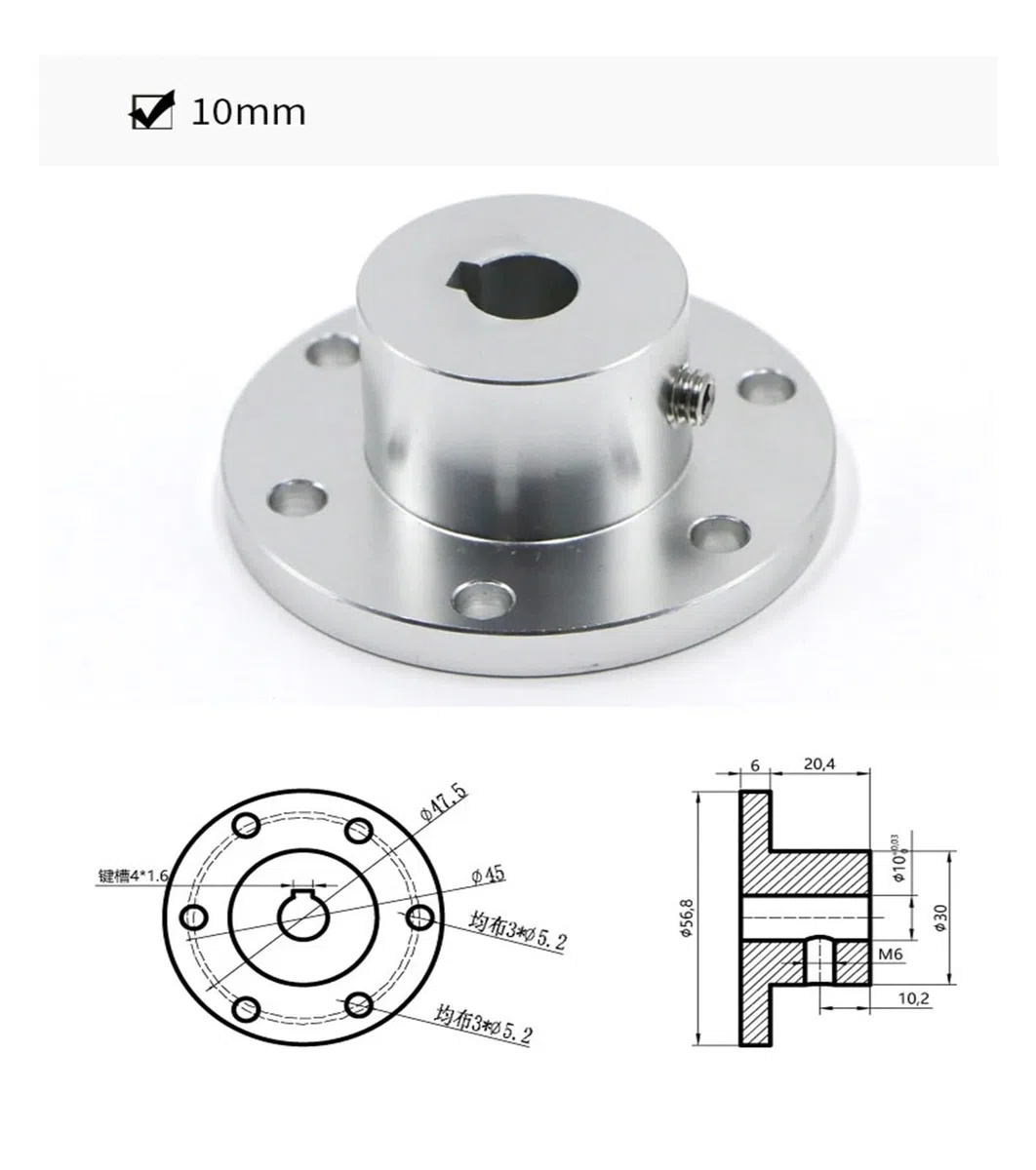 Conector de Acoplamiento de Brida rígida, Acoplamiento de Brida de Acoplamiento de Alta Resistencia con Ranura for chaveta de 5, 6, 8, 10, 12, 14, 15, 16 y 18 mm(A 10mm Keyway)