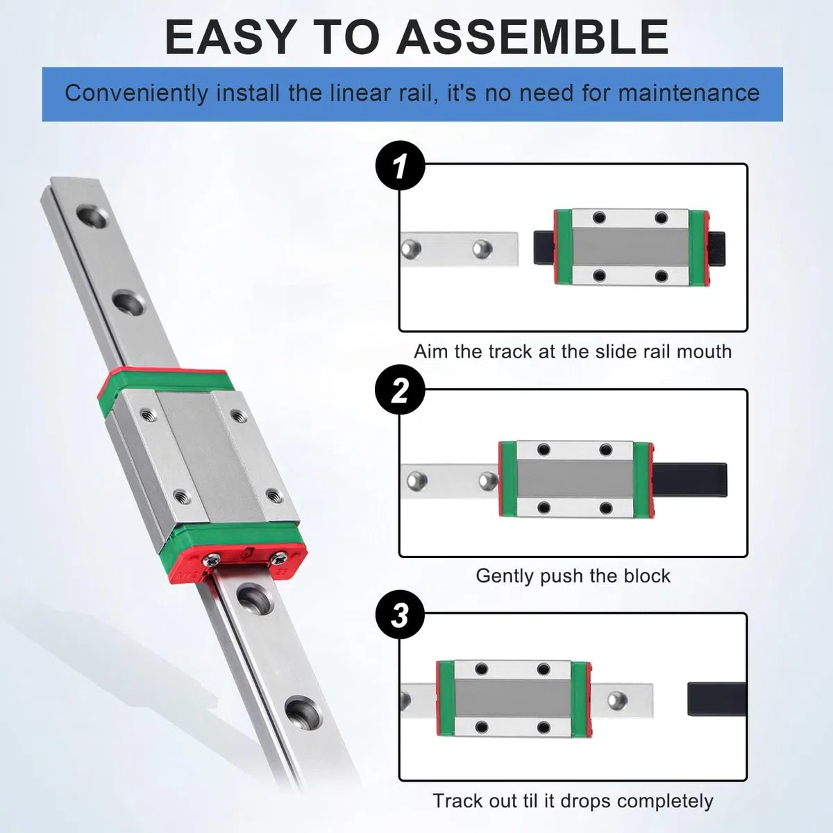 Regun MGN12 400 mm Guía lineal en miniatura con 2 MGN12B Bloque, Carril de guía lineal 12mm, para Impresora 3D, Máquinas Automatizadas CNC, Fresadoras, Tornos