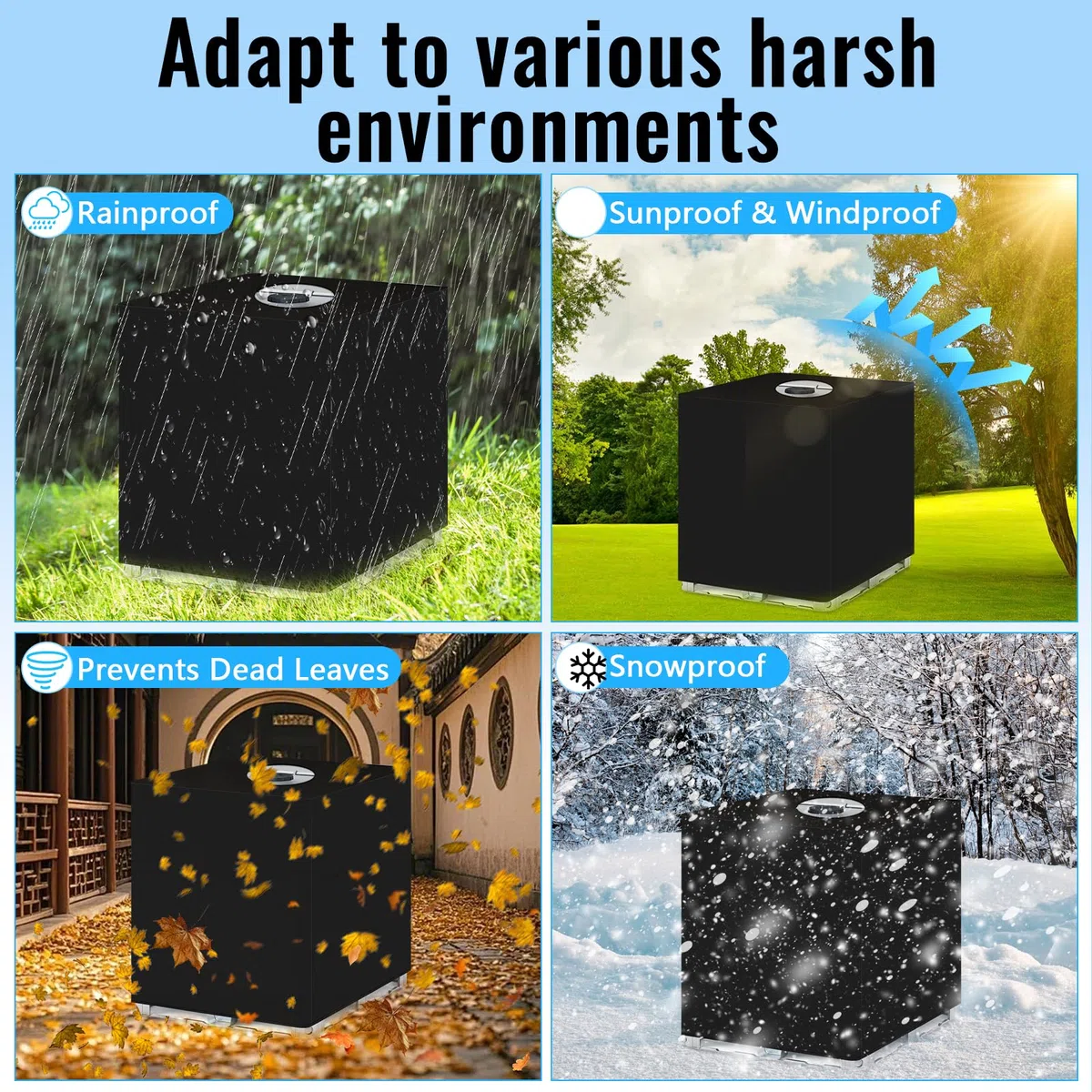 IBC - Cubierta para depósito de agua (1000 L, 420D IBC, impermeable, protector UV, para depósito de agua, para barril de agua de 1000 l, 120 x 100 x 116 cm)