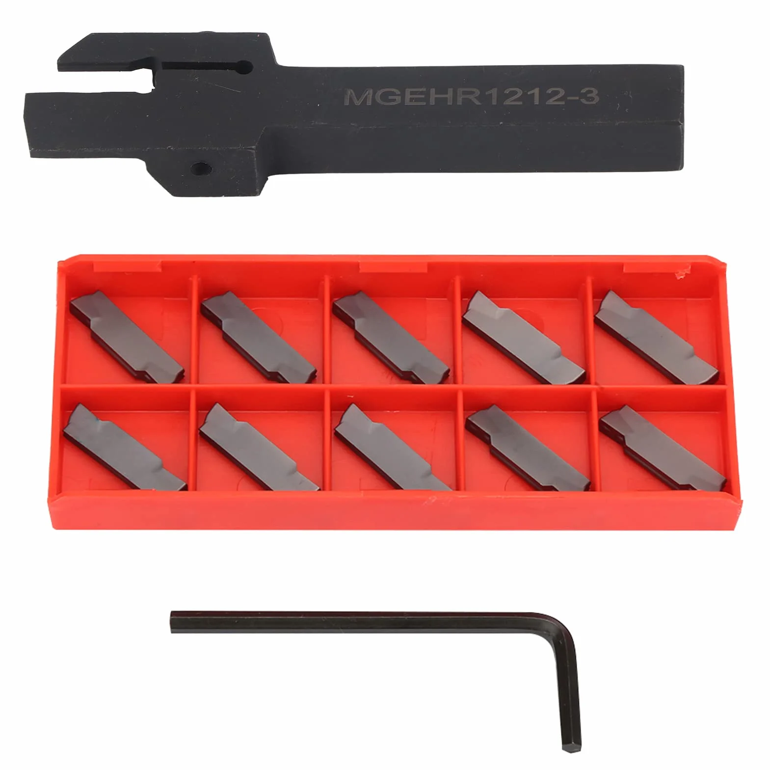 Mgehr1212-3 Herramienta de Separación de Torno, 10 Piezas MGMN300 Portaherramientas de Ranurado Cortado con Inserto con 10 Piezas de Insertos Torneado de Metal Mini Mgehr1212 3