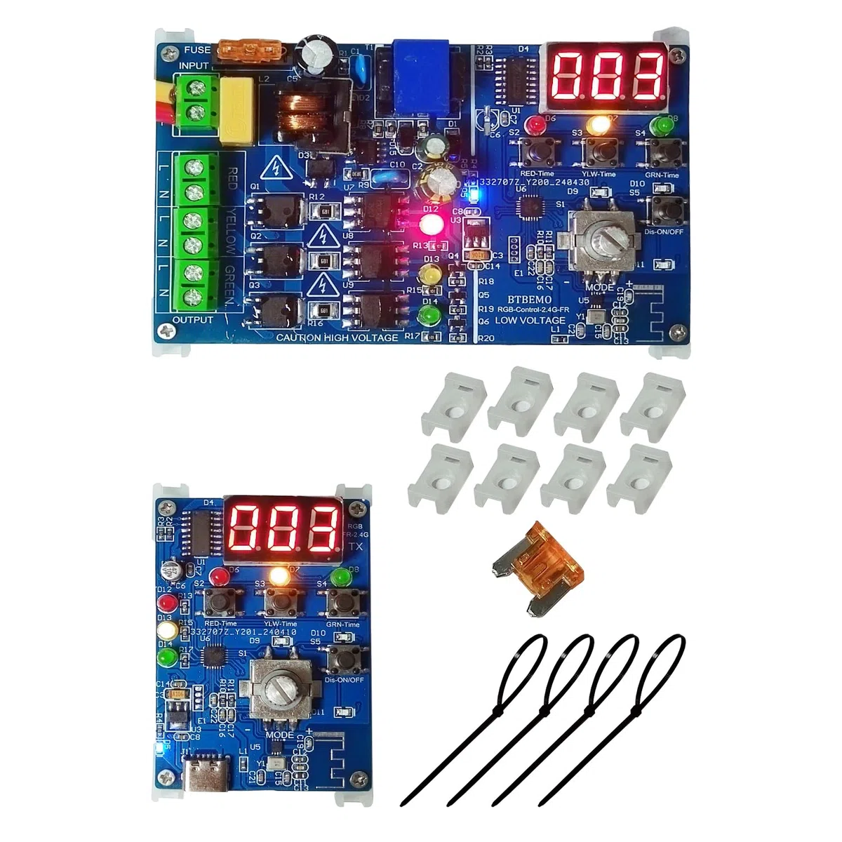 2.4G RF control remoto del controlador de semáforos de tráfico secuenciador con 50+ secuencias 3 canales 85VAC-265VAC Fácil de programar y arreglar la instalación Accesorios completos Visualiza