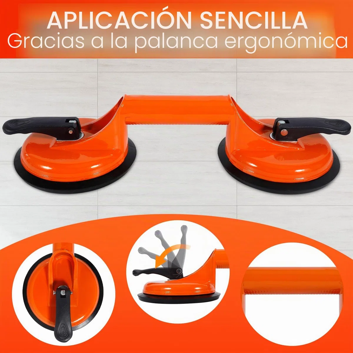 MOYKSRR Ventosas para Cristales, 2 x Mango Ventosa Doble, Elevador de Succión Resistente, Ventosa Mango con Capacidad de elevación de 100kg para Transportar Pesados, Vidrio, Pisos, Superficie Lisa