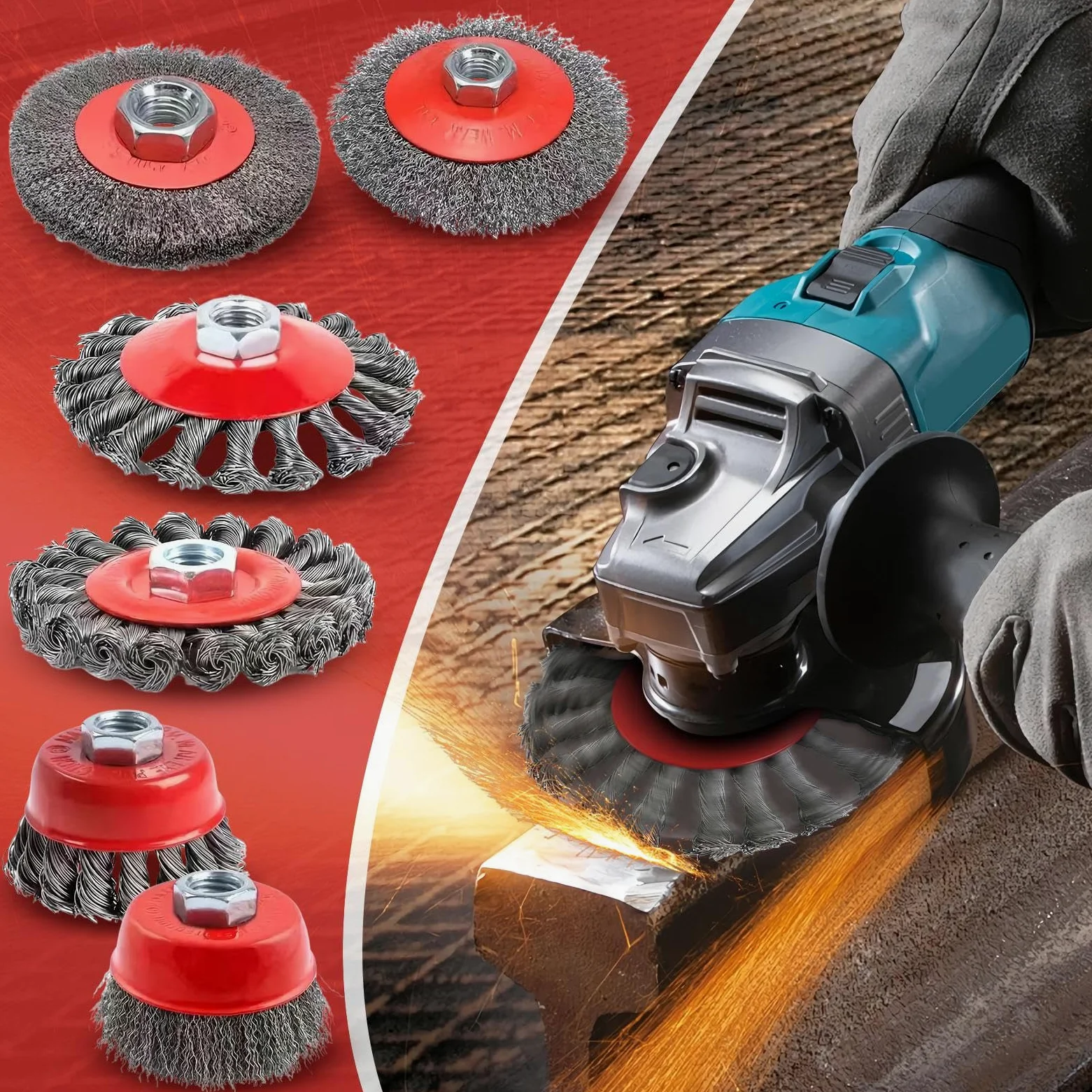 Disco de Cepillo de Alambre para Amoladora Angular | Juego de 6 Piezas para Desbarbado y Rectificado | Accesorio de M14 para Pulido y Mantenimiento Industrial | Eliminación de Óxido Limpieza