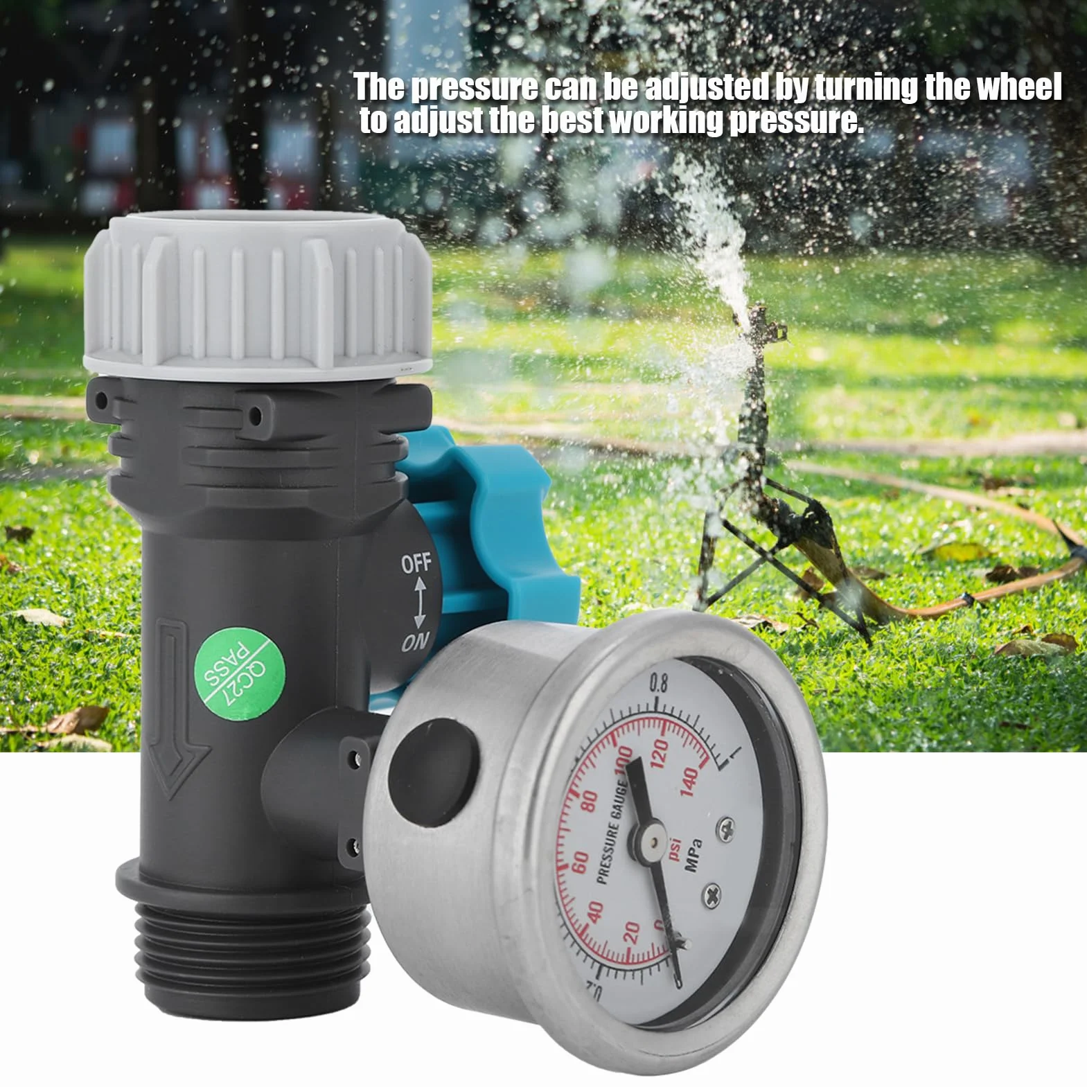 Ejoyous Reductor de Presión para Grifo, Manómetro de Agua de 3/4 Pulgadas G3, Reductor de Presión de Agua, Regulador de Presión de Agua, Válvula Reguladora de Presión con Medidor de