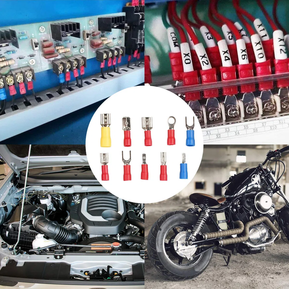 280PCS Conjunto de conectores eléctricos con aislamiento,terminales de cable aislados, kit surtido de terminales de crimpado de pala de anillo