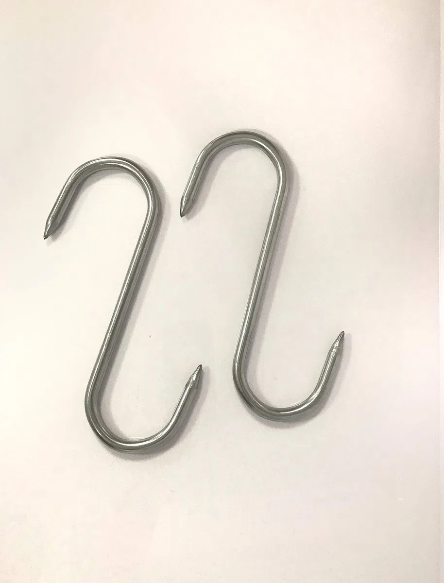 Ganchos de carnicero, 20cm, diametro 9cm, en acero inoxidable 430, lote de 2