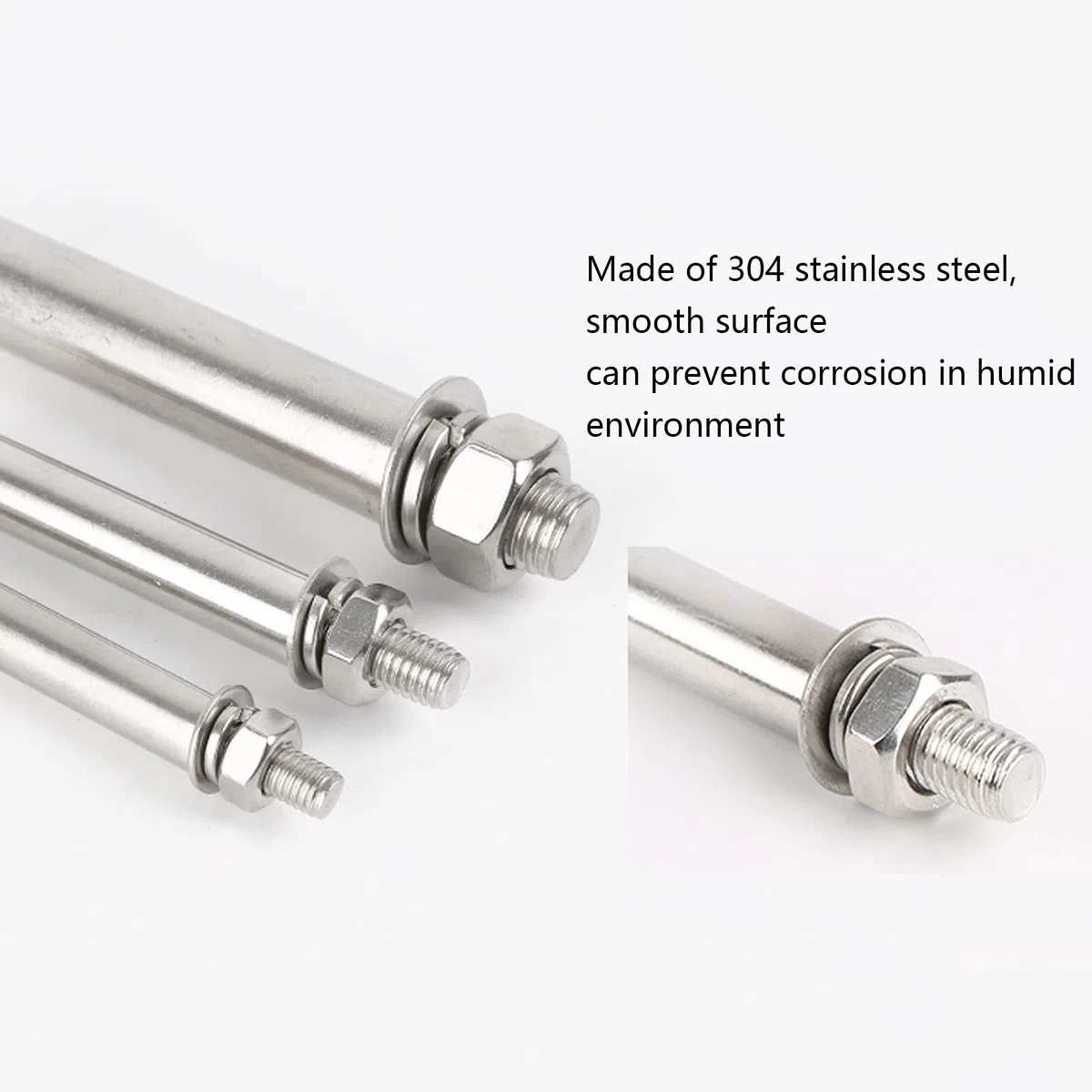 4 pernos de expansión de acero inoxidable M12: tornillos hexagonales de alta resistencia for hormigón y mampostería.(M12x100mm)