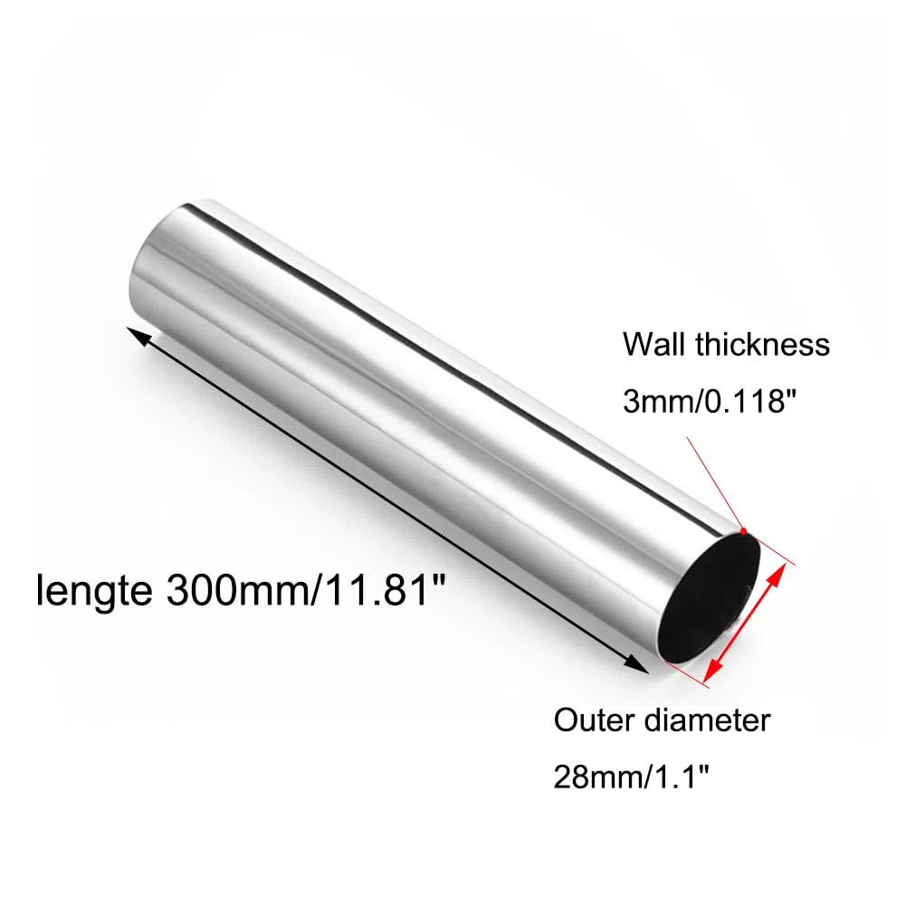 Tubo Hierro Redondo 304 OD28mm-32mm/L300mm Gran diámetro para Sistema de tuberías barandillas cercas,28mm*3mm