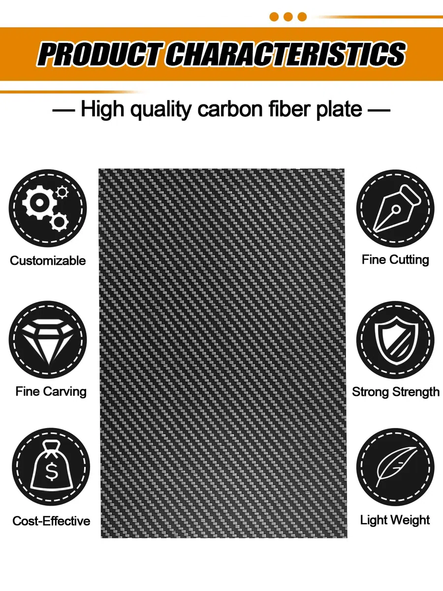 Kalolary Placa de Fibra de Carbono 3K de Alta Dureza - Epoxy Fibra de Vidrio para Artesanía (Sarga, 200 * 300 * 4mm)