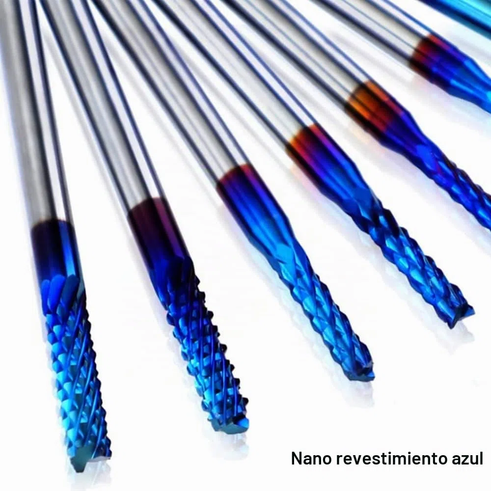 ASNOMY Fresas CNC Nano Blue Coat de 20 unidades, 0,8 – 3,175 mm Fresa Perforadoras con vástago de 1/8", juego de Fresa de Punt para plástico, aluminio, placas de circuito, madera