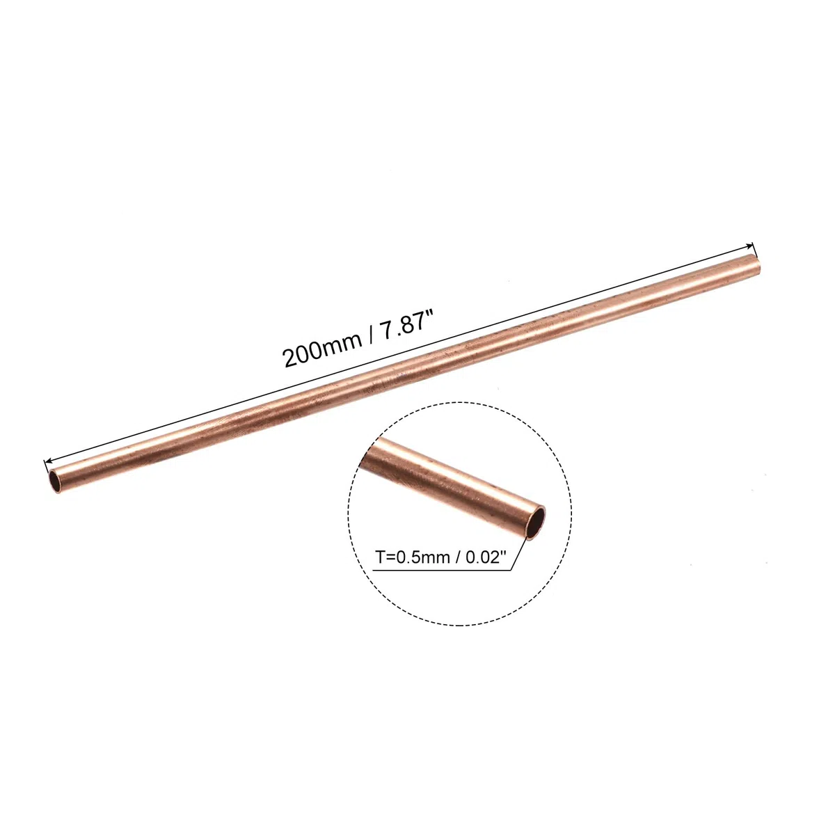 sourcing map Cobre Tubo, 8mm 9mm 10mm 11mm 12mm 13mm OD x 0.5mm Pared Grosor 200mm Longitud Metal Tubo, Paquete de 6
