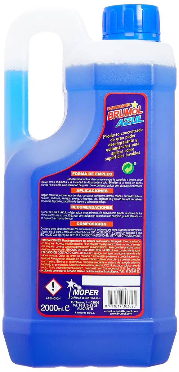 Brumol Desengrasante Azul - Paquete de 6 x 2000 ml - Total: 12000 ml