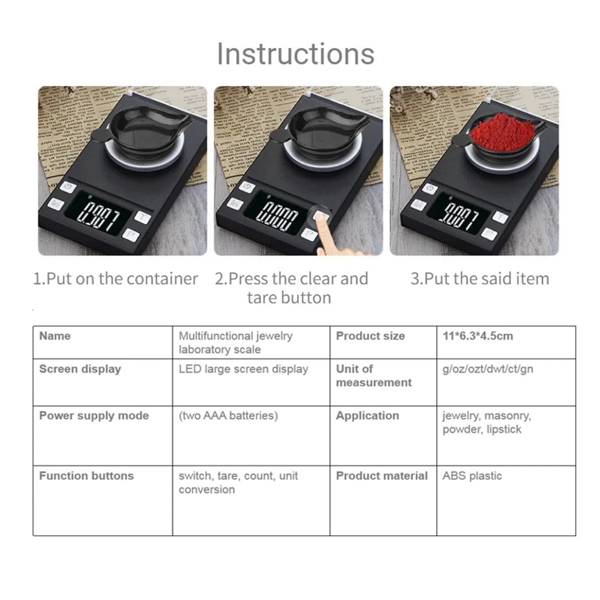 Balanzas de Portátiles, Balanzas de joyería 0.001g 10g 20g 50g 100g Mini balanza Digital electrónica de Bolsillo de precisión for balanzas de Gramos de joyería de Oro(10g 0.001g)
