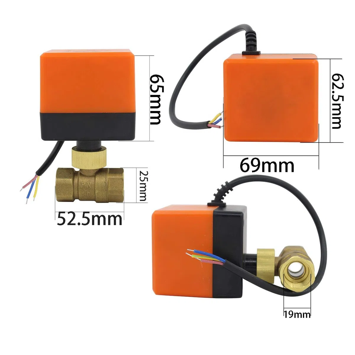 Valvula bola esfera motorizada DN15 DN20 DN25 DN32 DN40 DN50 AC220V AC24V DC12V 2 vias laton calefaccion suelo climatizacion