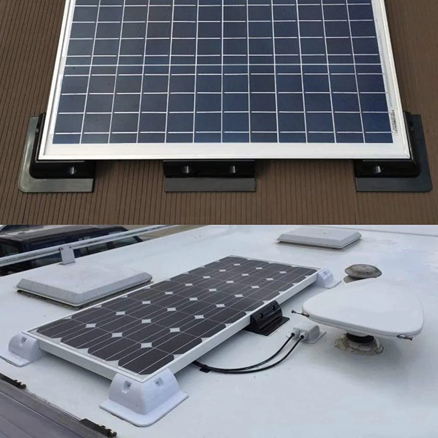 Soportes de Montaje de Panel Solar ABS, 7 Piezas sin Taladro, con Casquillo de Entrada de Cable para casa, Remolque, Barco, Furgoneta, Garaje, Pared y Otros Soportes
