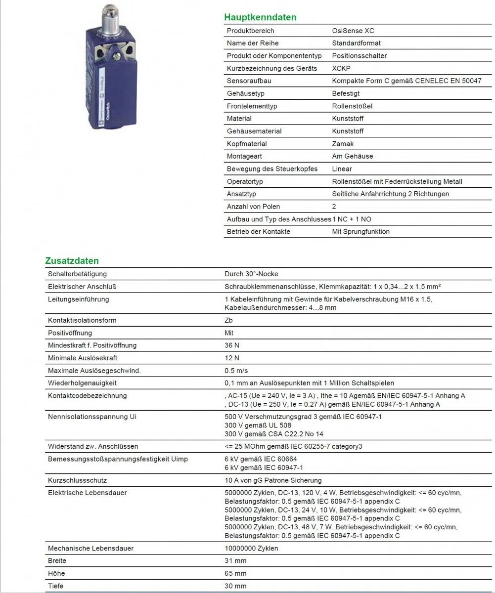 Schneider Electric XCKP2102P16