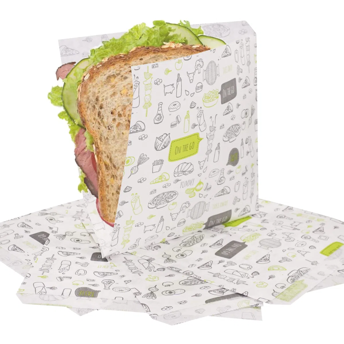 SKIR'CO (500 piezas) bolsas de papel para envasado de alimentos 17 x 17 cm, bolsas de comida rápida a prueba de grasa, envoltura de alimentos, bolsas de hamburguesas
