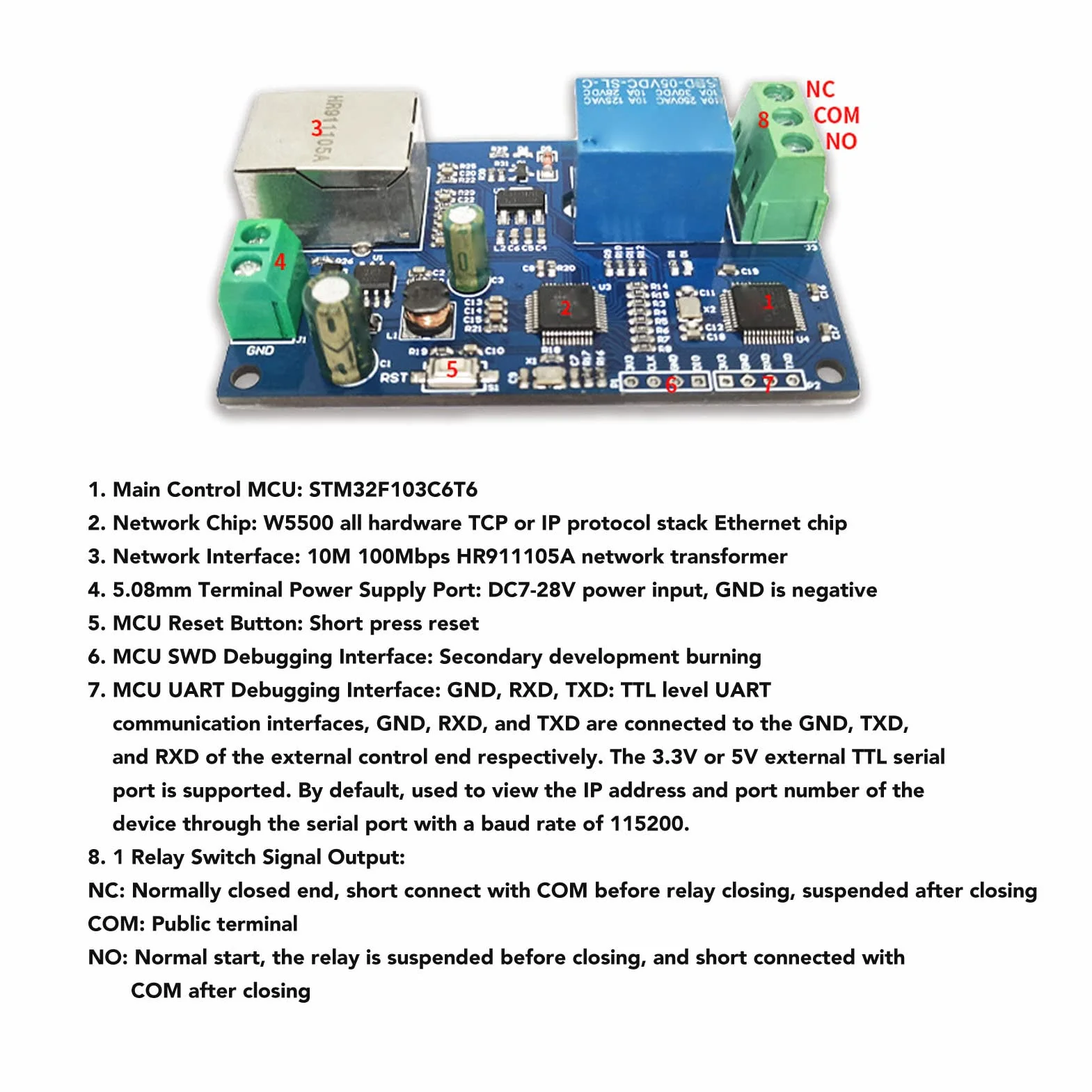 Módulo de relé de Red, Módulo de relé RTU de 1 Vía Módulo Controlador Ethernet Módulo de Relé de Red de Control LAN, Controladores de Proceso