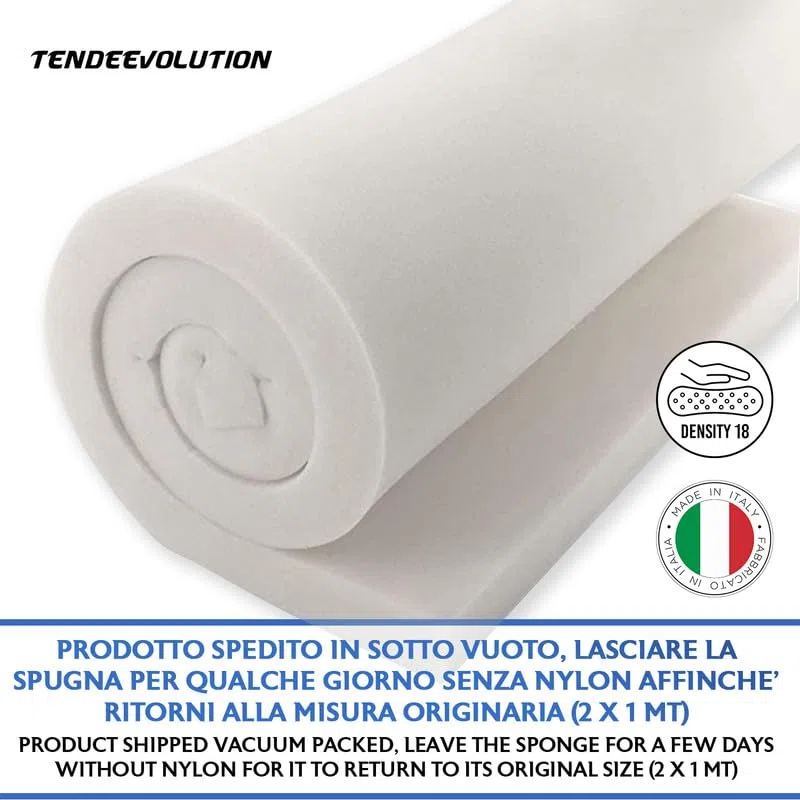 TENDEEVOLUTION Goma Espuma para Tapizar Densidad 18, Espesor de 1 a 10 cm. Plancha de Espuma 200x100 cm para Cojines, Sofás y Acolchado en Poliuretano Expandido (Espesor 1 cm)