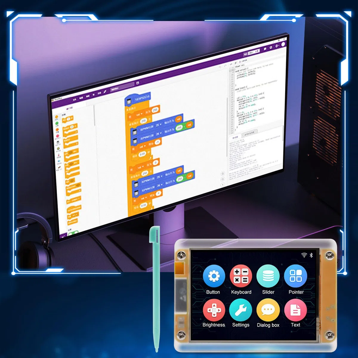 ESP Display,ESP Placa de Desarrollo WiFi Bluetooth 2.8 Pulgadas 240 x 320 ESP Pantalla TFT Módulo Pantalla táctil con Carcasa acrílica Compatible con Arduino/LVGL