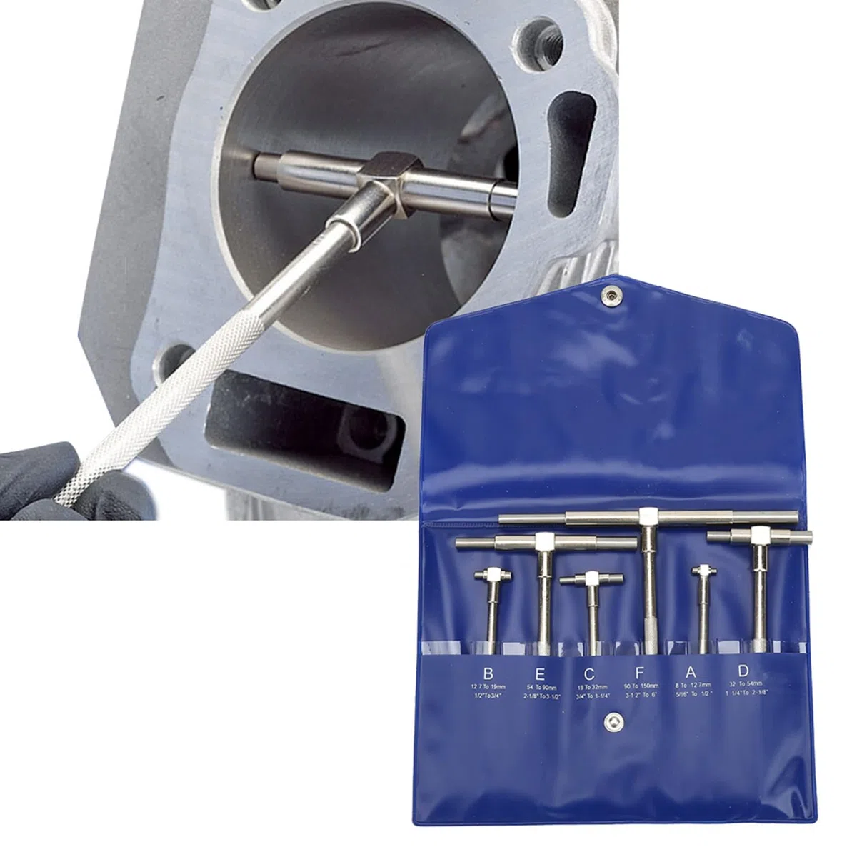 Gonnely Juego De Calibre Telescópico, 6 Piezas Calibre Telescópico de Precisión Herramientas de Medición de Micrómetro de Diámetro Interior Ajustable de 8-150 mm, Micrometro Medición Interna Kit