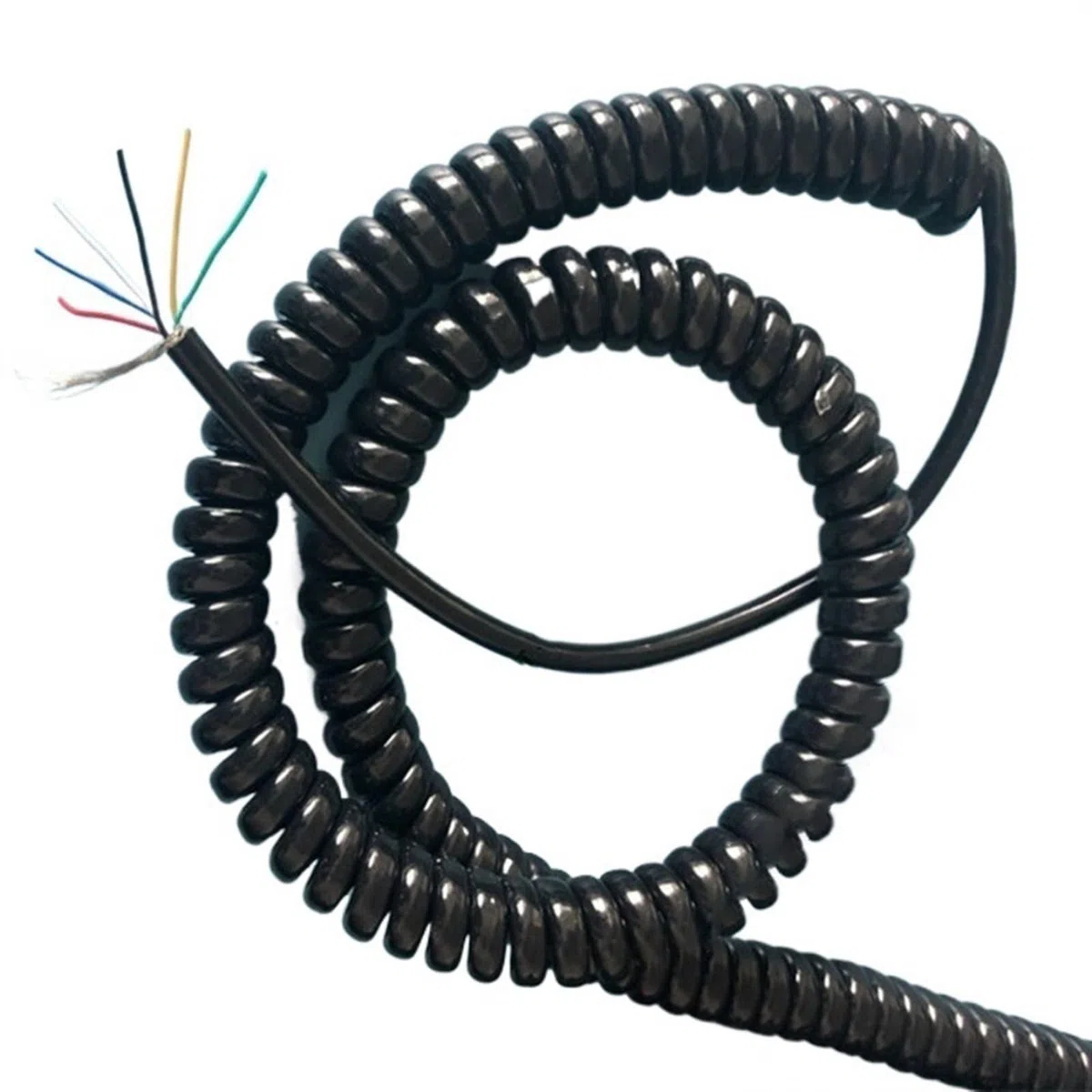 Muelle Espiral Cable blindado telescópico en espiral de 6 núcleos 22AWG, Cable elástico de 1 metro, 10 metros, 12 metros, Cable de resorte de superficie mate Retráctil Bobina (Size : Stretch 2 meter