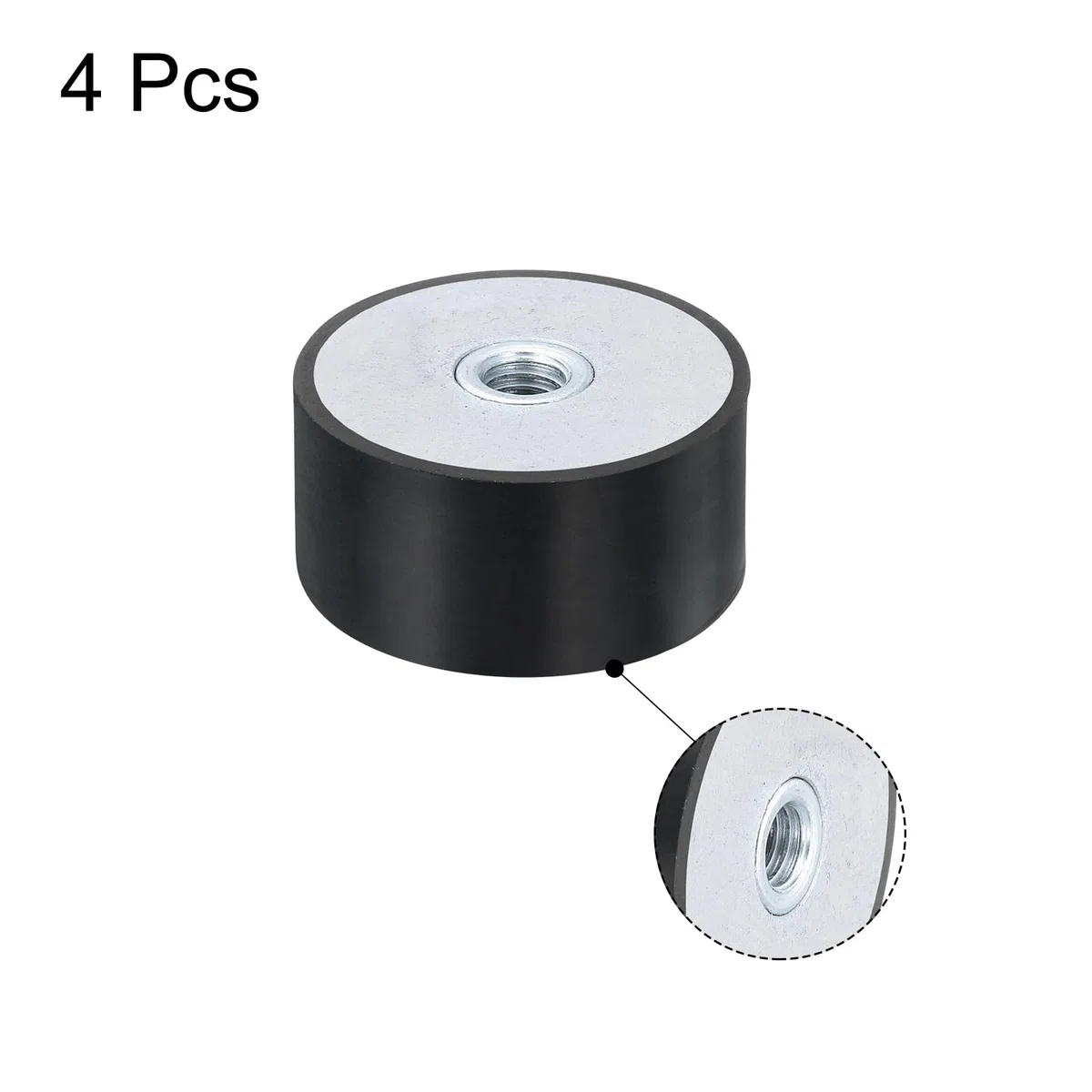 QUARKZMAN 4 casquillos roscados M8 de 40 x 20 mm, de goma, aislantes de vibraciones, reemplaza a las almohadillas antivibraciones, bloque base silencioso, plano