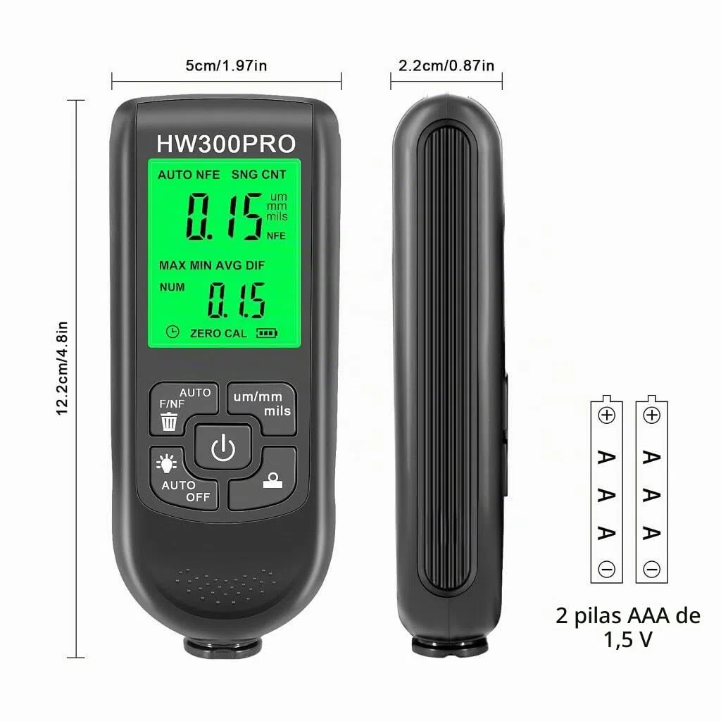QUMOX Medidor digital de grosor de revestimiento, medidor de grosor de pintura portátil, función de apagado automático, rango de 0 a 2000 UM, herramienta de medición de revestimiento para laboratorio