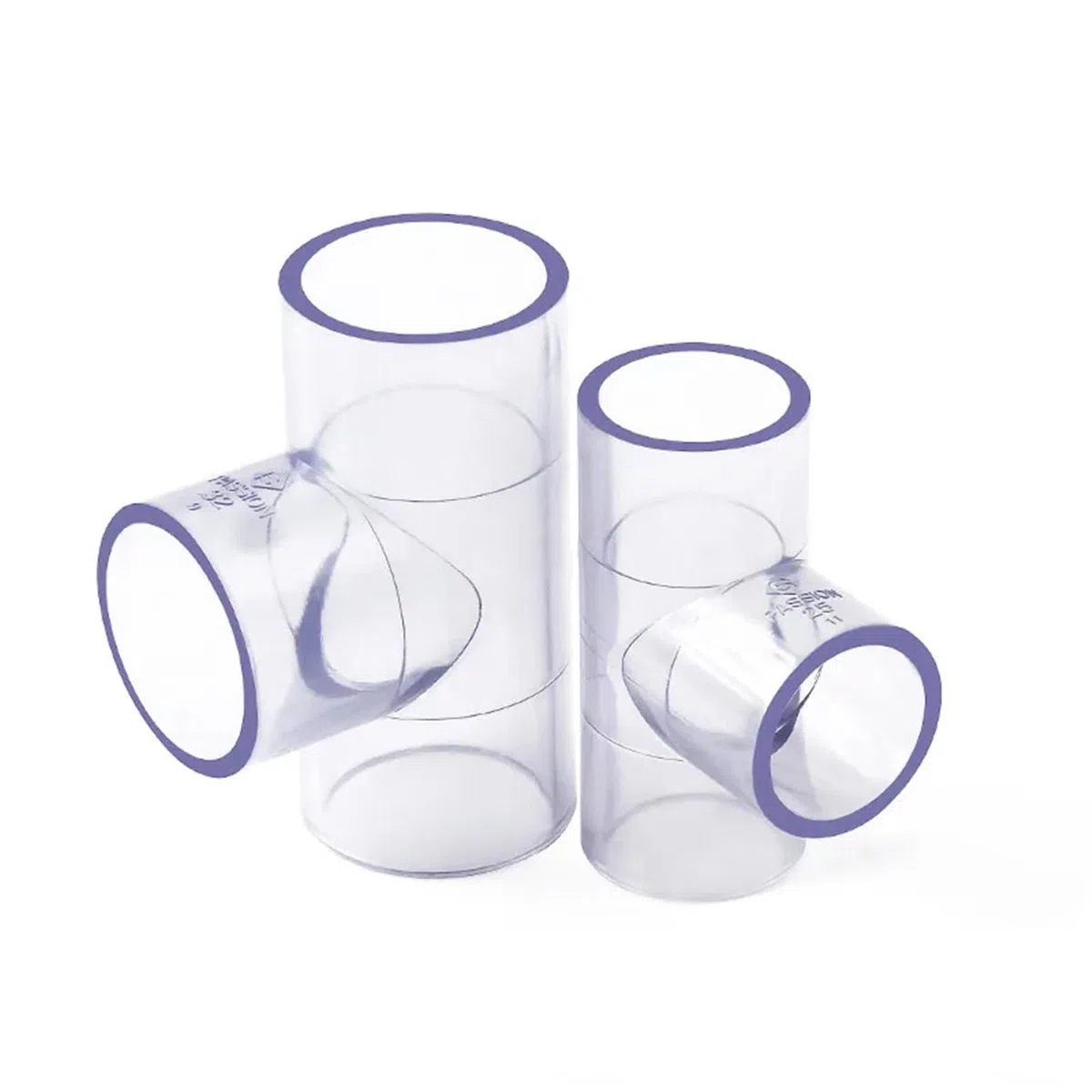 Conector de tubería de PVC Transparente de 20, 25, 32, 40 y 50 mm, Codo Recto en T, Adaptador for tubería de Agua de Acuario.(tee I.D 50mm)