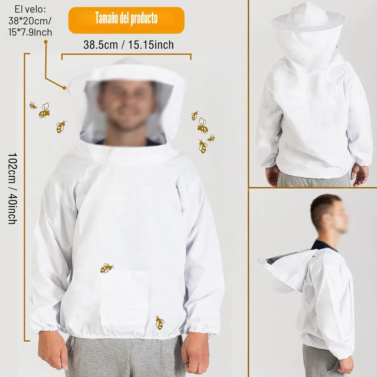 ZONSUSE Traje Protector de Apicultor con Guante & Herramientas de Colmena, Levantador y Raspador de Marco de Acero Inoxidable, Cepillos de Colmena, Equipos de Apicultura para Patios y Ranchos