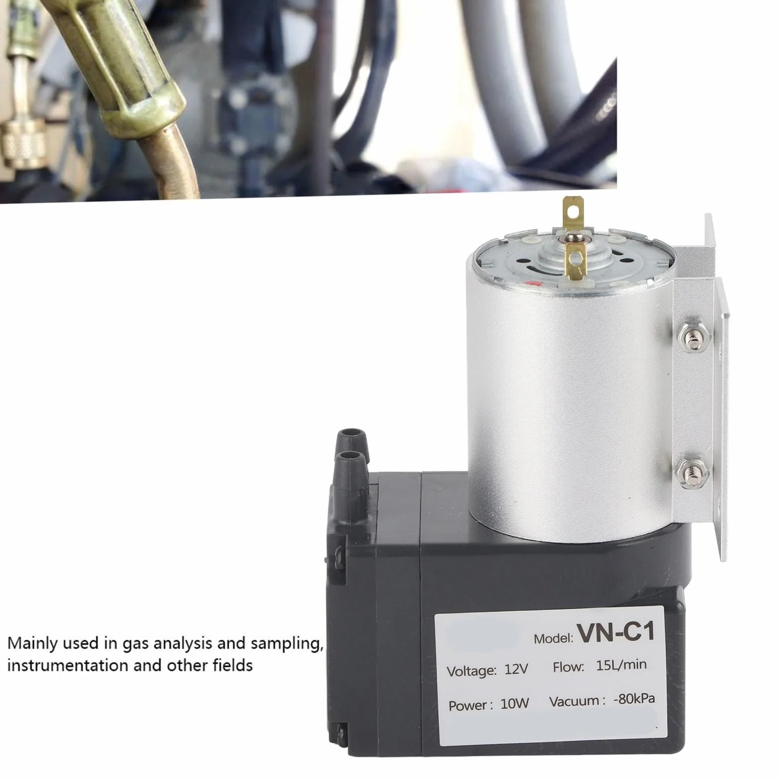 Bomba de Succión de Vacío de Presión Negativa con Soporte, 10W DC12V/24V para Análisis y Muestreo de Gas (DC12V)