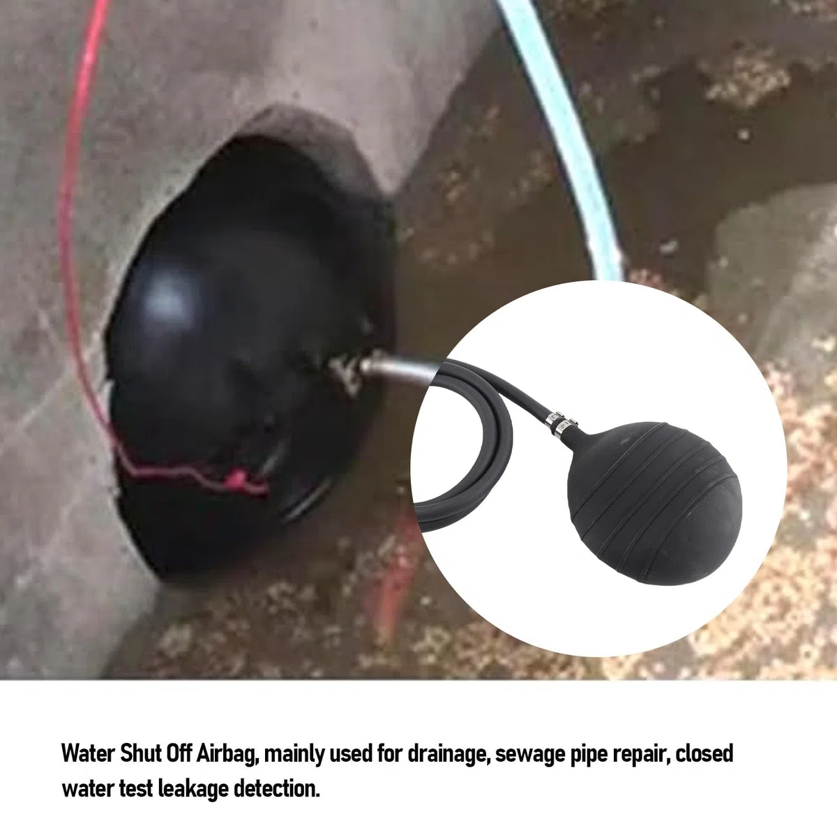 Tapón de Tubería Inflable, Tapón de Globo de Tapón de Tubería Inflable, Airbag con Cierre de Agua, Airbag de Prueba de Agua Cerrado para Mantenimiento de Tuberías (110mm)